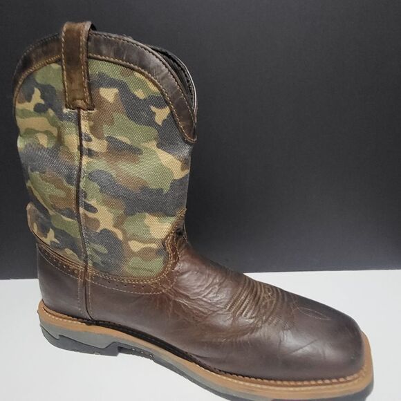 Justin Camo/ Leather Western Work Boots - Picture 1 of 11
